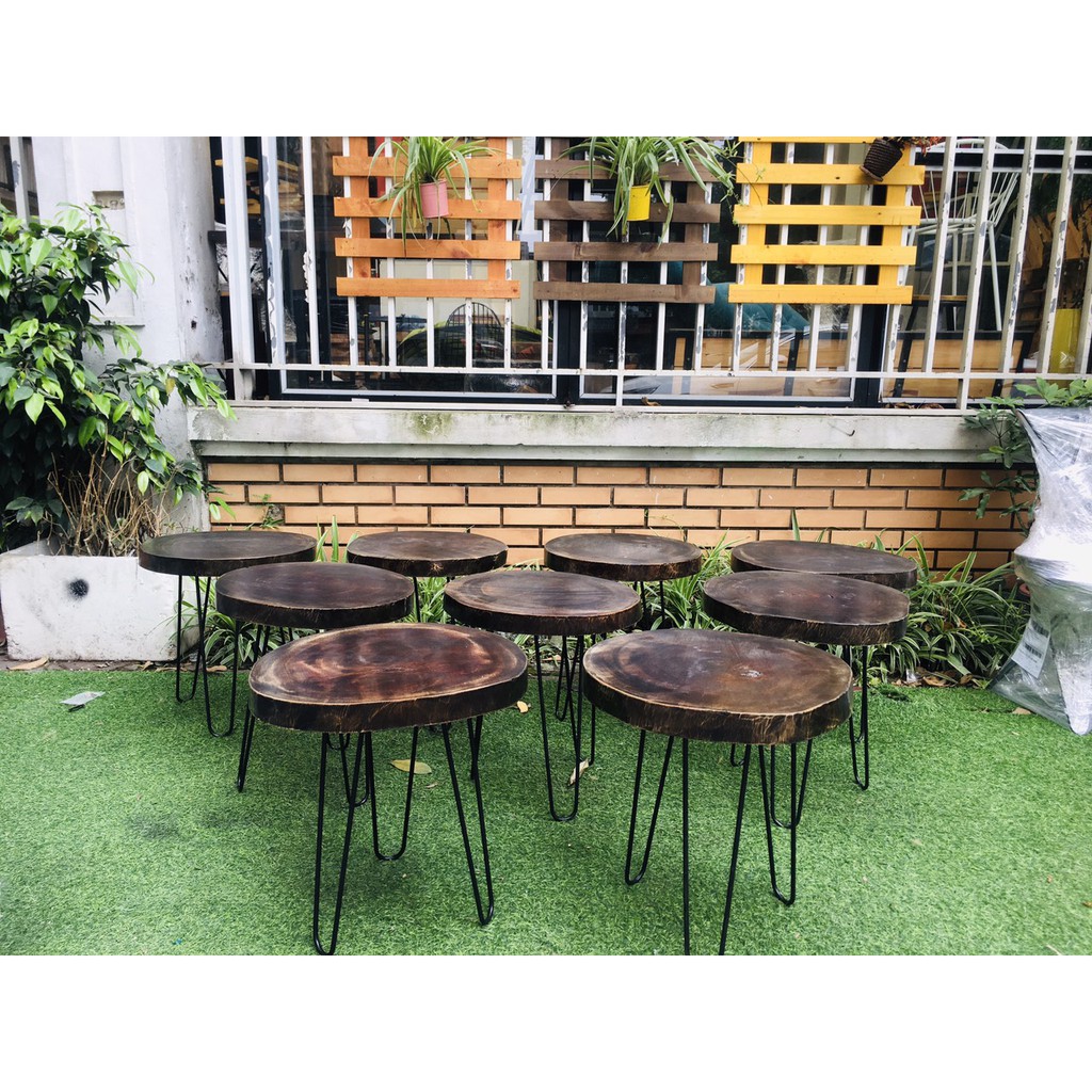 Sale 45% bàn xà cừ gỗ nguyên tầm chân cao 50cm D = 36 - 40cm| bàn cafe gỗ phản