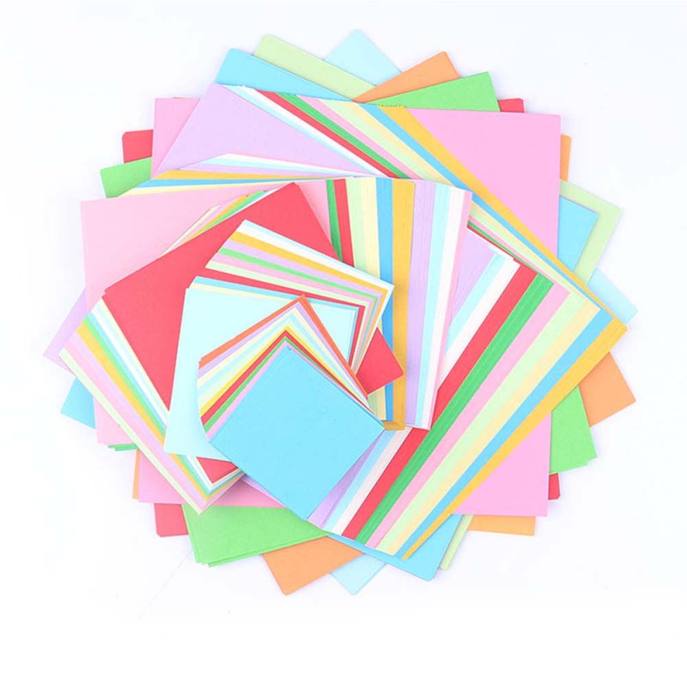 Set 100 giấy gấp origami HCHC cắt tay thủ công DIY nhiều màu sắc sáng tạo giáo dục cho trẻ em
