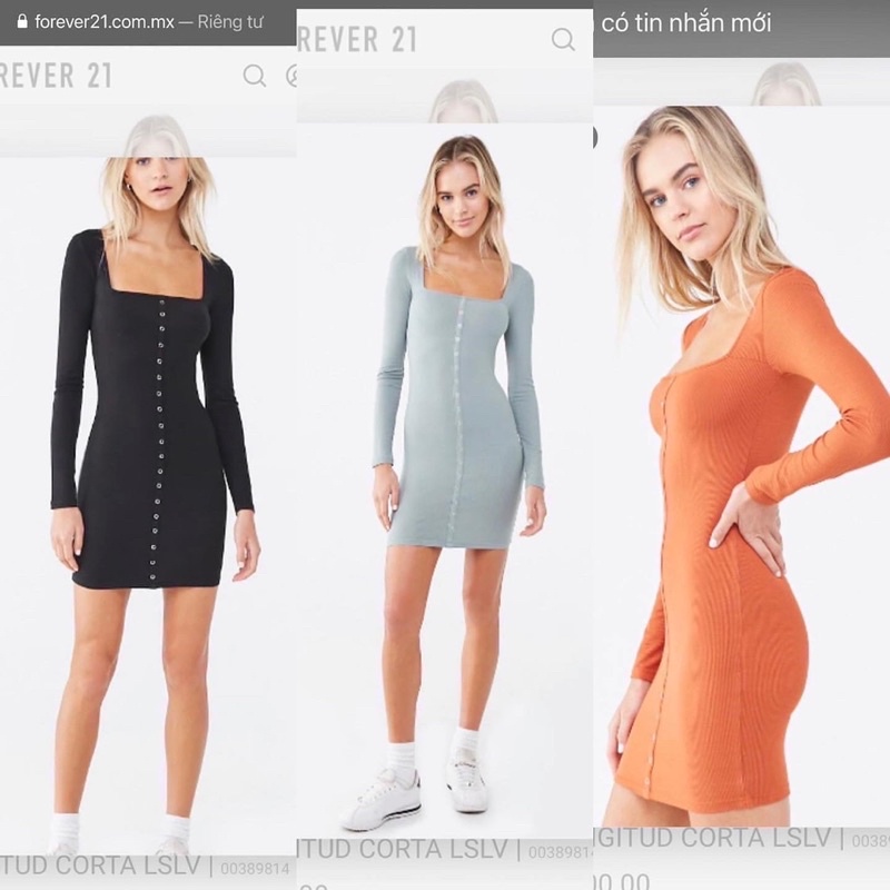 Đầm body f21 thun gân dư xịn