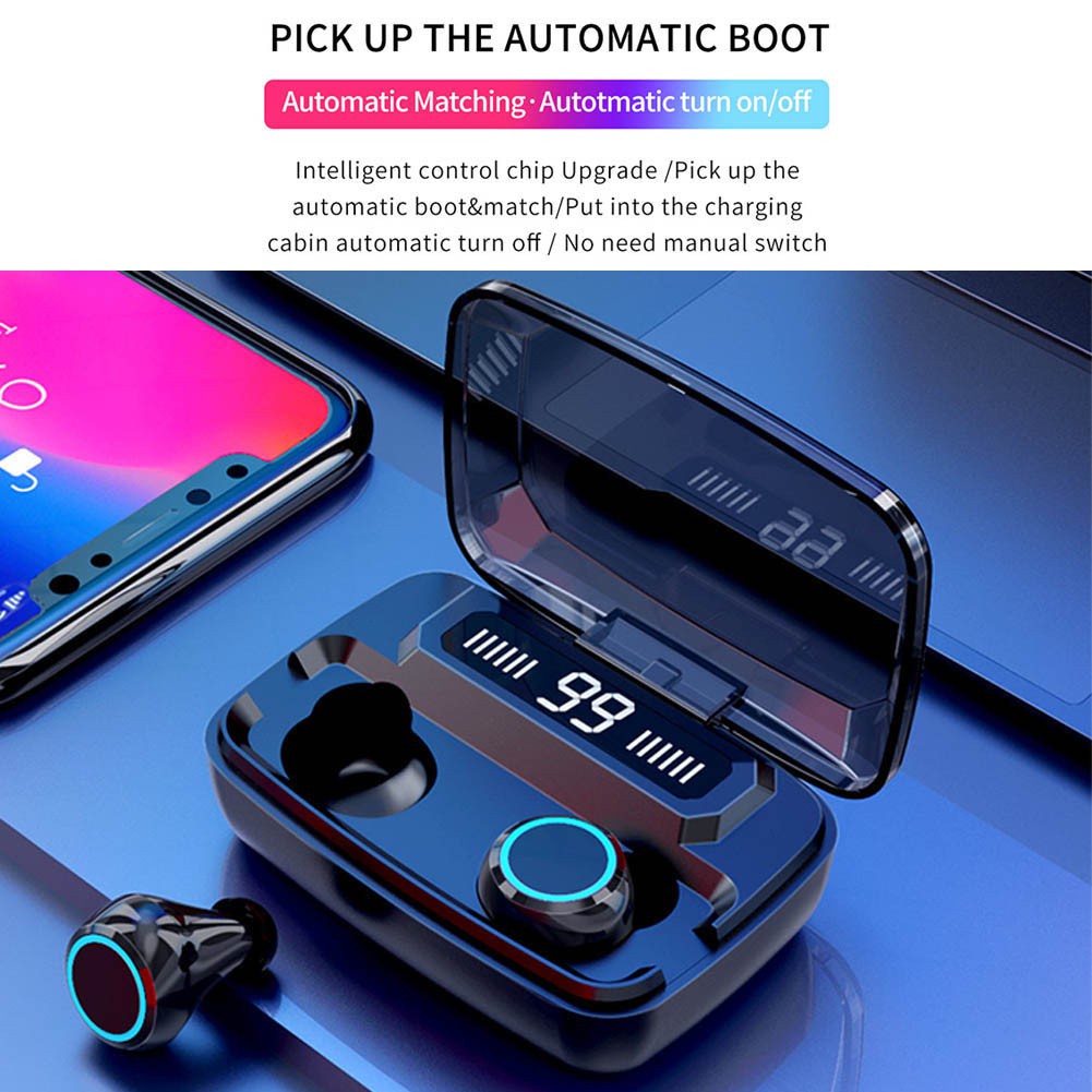 Tai nghe Bluetooth M11 TWS cảm ứng LED âm thanh HIFI chống nước IPX7 Pin 3000, BH 12th