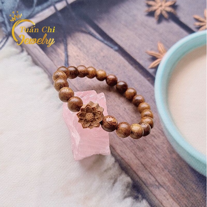 Vòng Tay Trầm Hương Mix Hoa Sen 💥 HÀNG CHUẨN💥 Vòng Trầm Hương Tự Nhiên Tặng Kèm Hộp Gấm.Sang Trọng.