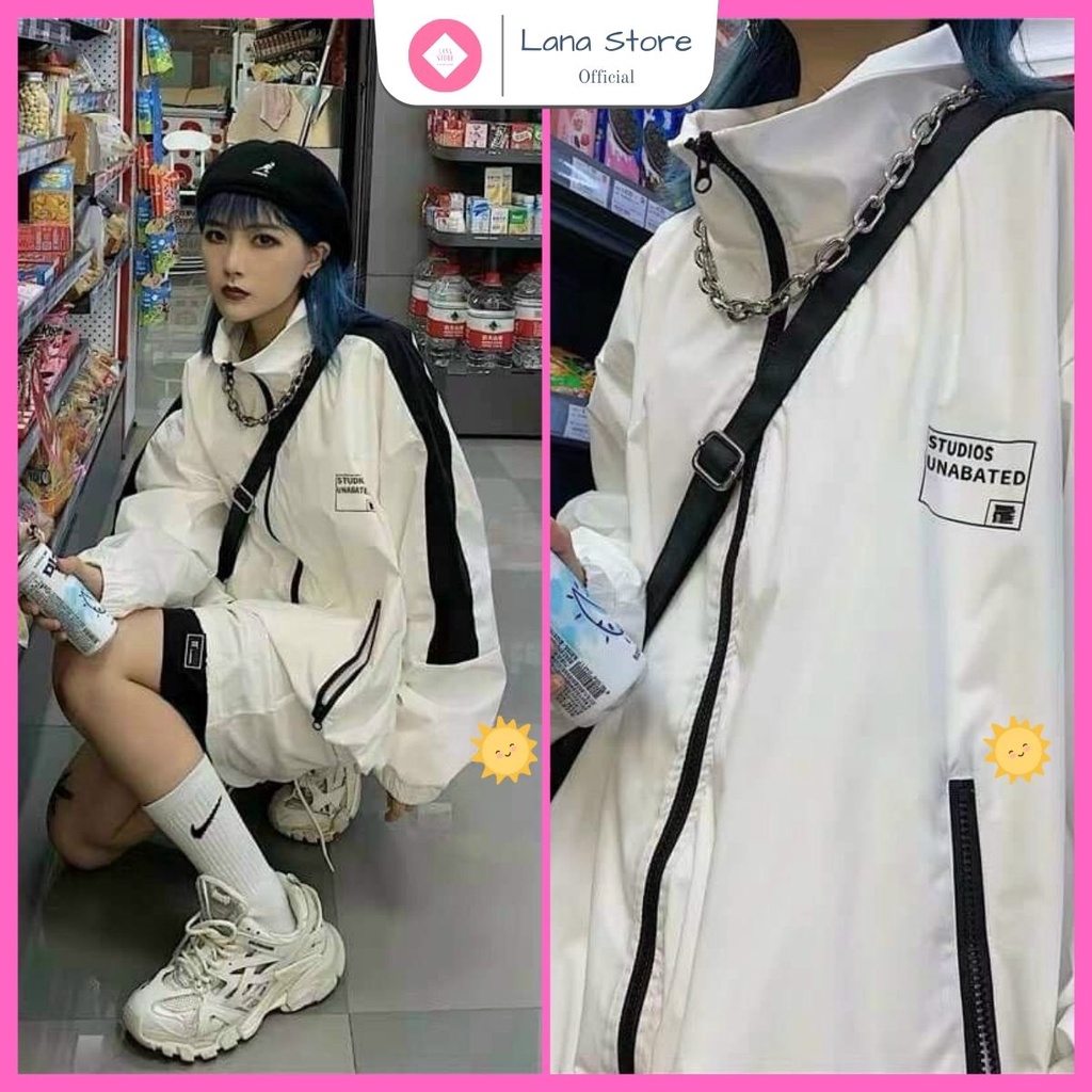 Áo Khoác Dù Logo Studios Unabated  Vải Gió 2 Lớp Unisex Form Rộng Nam Nữ