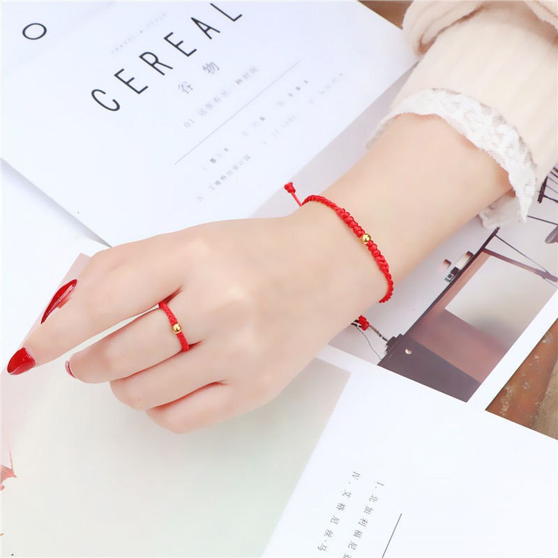 Vòng Tay Chỉ Đỏ May Mắn Charm Hạt Châu Vàng HA68