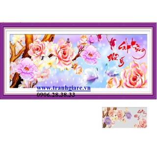 Tranh đính đá hoa cát tường 120x45cm