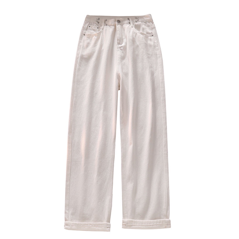 Jiashucheng Quần Jean Ống Rộng Lưng Cao Thời Trang Mùa Hè