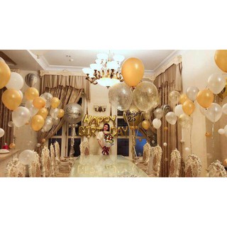 Set 100 vỏ bóng bạc và vàng đồng trang trí tiệc, sự kiện bóng dày 2,2 gam