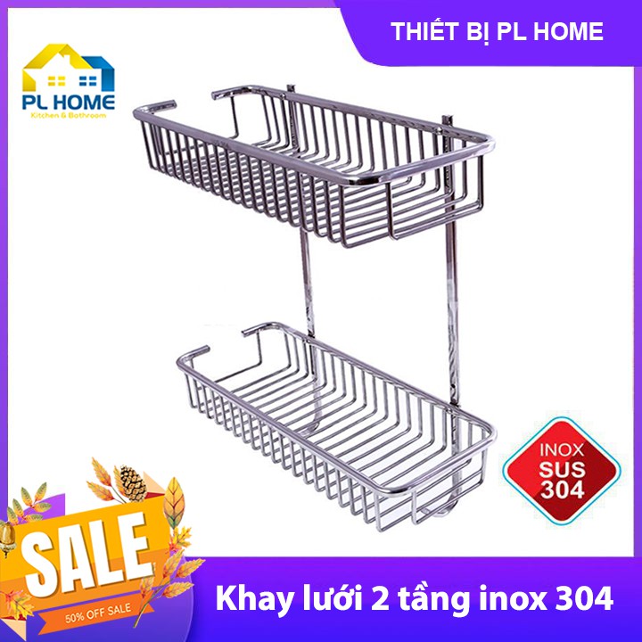 [SALE CUỐI NĂM] Kệ phòng tắm 2 tầng inox 304 cao cấp, khay lưới xà phòng, kệ để đồ