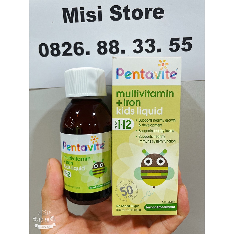 Vitamin tổng hợp và sắt Pentavite Kid Liquids Multivitamin with iron Cho Bé Từ 1-12 Tuổi, 100ml