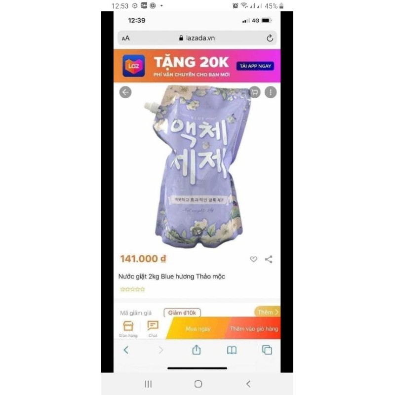 Nước giặt xả Hàn quốc