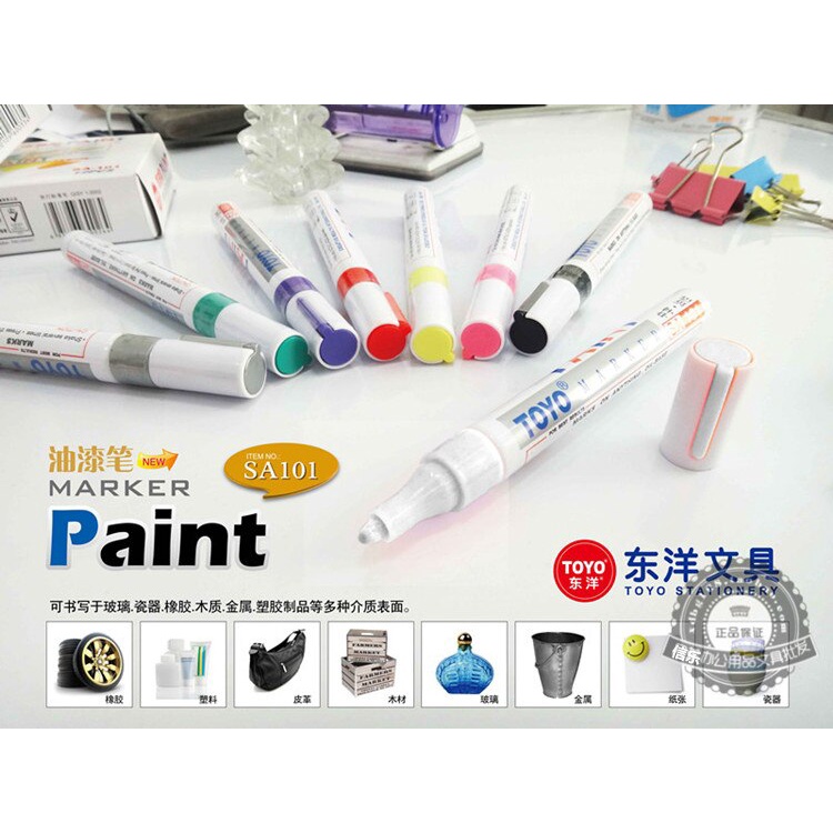 TOYO Bút Lông Màu Trắng Vẽ Không Phai Chống Nước 11 Màu Tùy Chọn