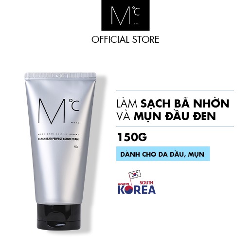 Mỹ phẩm nam Sữa rửa mặt than tre MdoC Blackhead Perfect Scrub Foam 150g Hàn Quốc