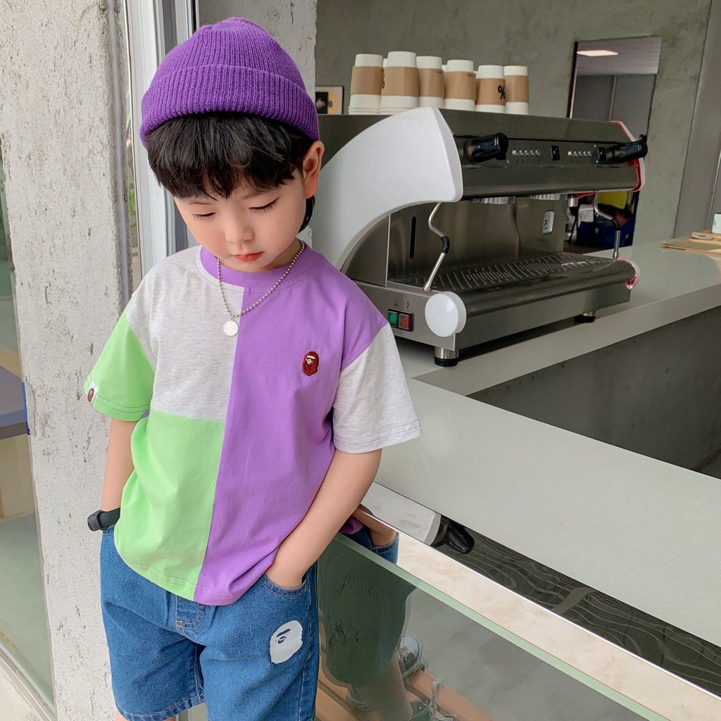 Áo Thun 100% Cotton Tay Ngắn Phong Cách Hàn Quốc Thời Trang Mùa Hè Hàng Mới 2022 Dành Cho Bé Trai