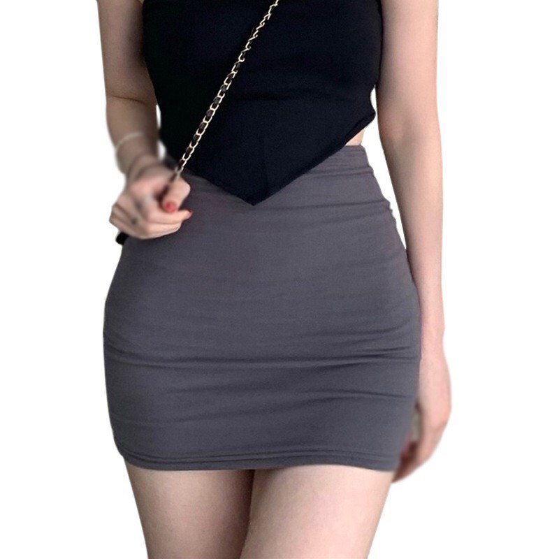 Chân Váy Chữ A Ngắn Ôm Body Thun Gân Dày Dặn, Váy Body Cạp Cao Tôn Dáng