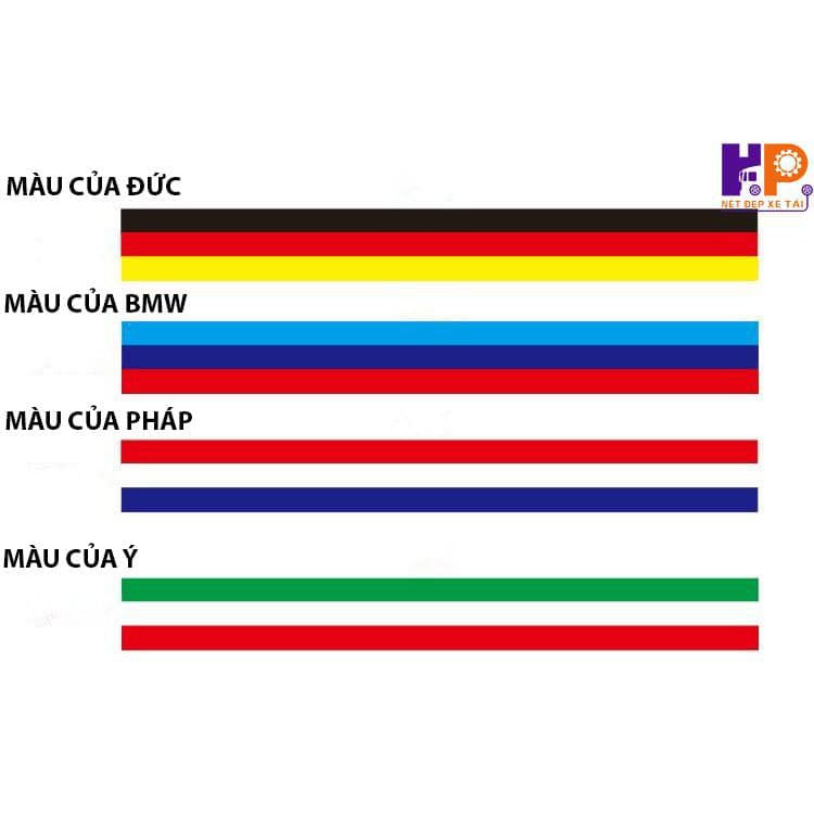 TEM DECAL DÁN XE TẢI XE Ô TÔ, XE HƠI 3 màu  ĐỨC - PHÁP - Ý - Khổ 15cm VÀ 7.5cm