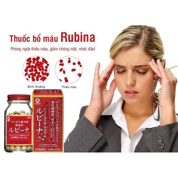 Viên uống bổ máu não Rubina Nhật Bản, viên uống cho người thiếu máu hộp 180 viên