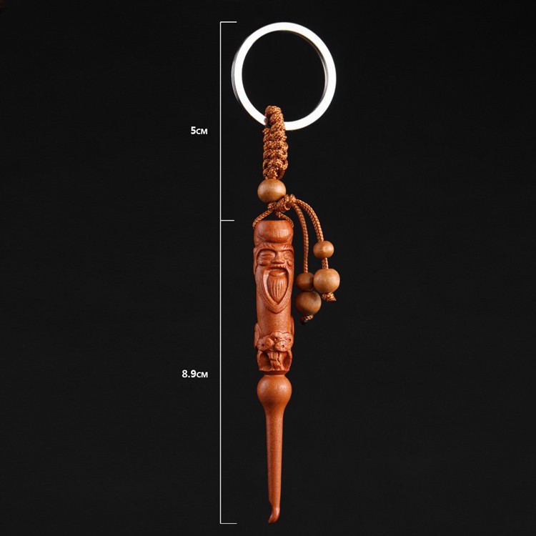 Móc khóa gỗ trang trí khắc hình ông thọ cực đẹp - kiêm lấy ráy tai tiện dụng mẫu mới