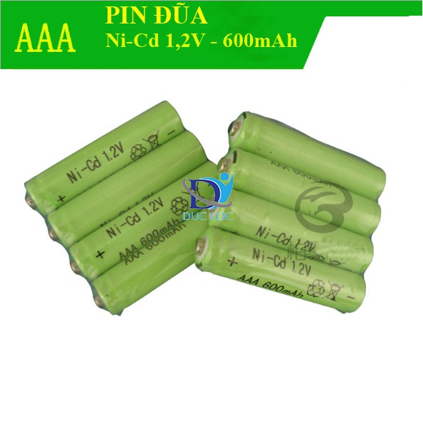 Combo 4 viên pin đũa sạc lại, pin AAA 600mAh 1,2V NI-CD Nimh