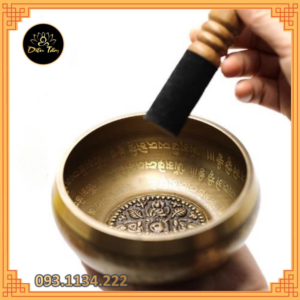 Chuông xoay Nepal thủ công handmade chọn mẫu kèm dùi da