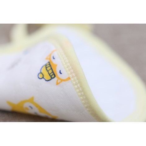 Yếm Ăn Dặm Cotton Trần Bông Chống Thấm Nước Họa Tiết Hình Cú Mèo Cho Bé