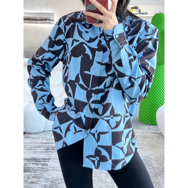 Áo sơ mi nữ dài tay hoạ tiết thương hiệu Louis Vuitton LV 2022 cao cấp