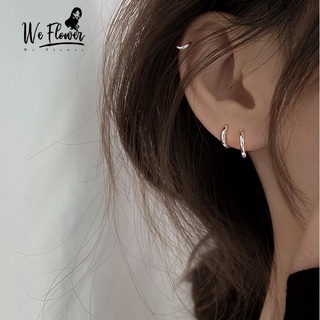 Đôi khuyên tai tròn bằng thép không gỉ màu bạc đơn giản sành điệu 8mm / 10mm / 12mm / 14mm