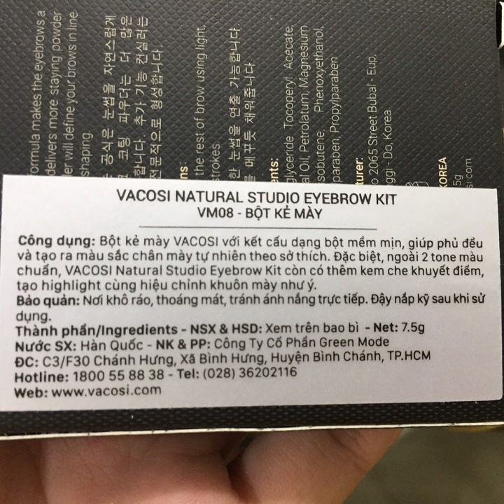 Bộ kit vẽ mày Vacosi Powder + Concealer Eyebrow Kit VM08