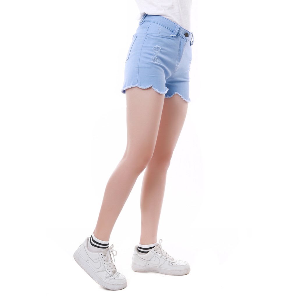 Quần Short Kaki nữ Narsis T7015 màu xanh cào rách trẻ trung năng động, chất liệu cao cấp cực mềm mại thông thoáng
