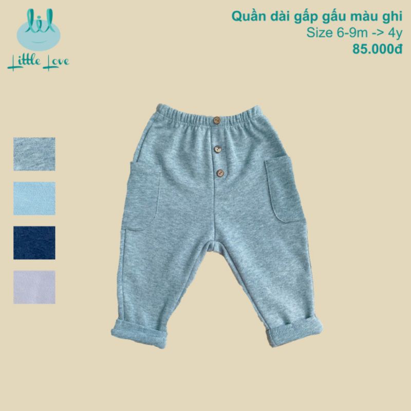 Lil little love - Quần dài nỉ gấp gấu cho bé 5-18kg