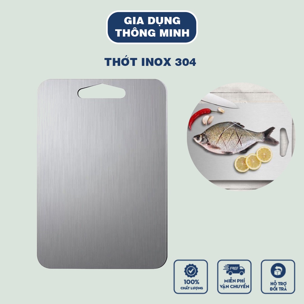 Thớt Inox 304 size 24x34,5 kháng khuẩn - Cường Lực - Chống ẩm mốc - Không hoen gỉ