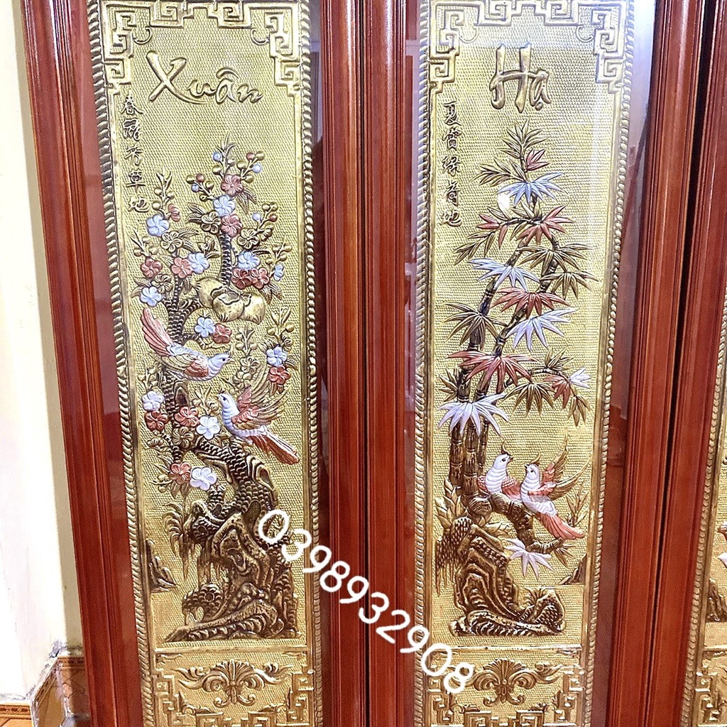 TRANH TỨ QUÝ PHONG THỦY CHẤT LIỆU BẰNG ĐỒNG