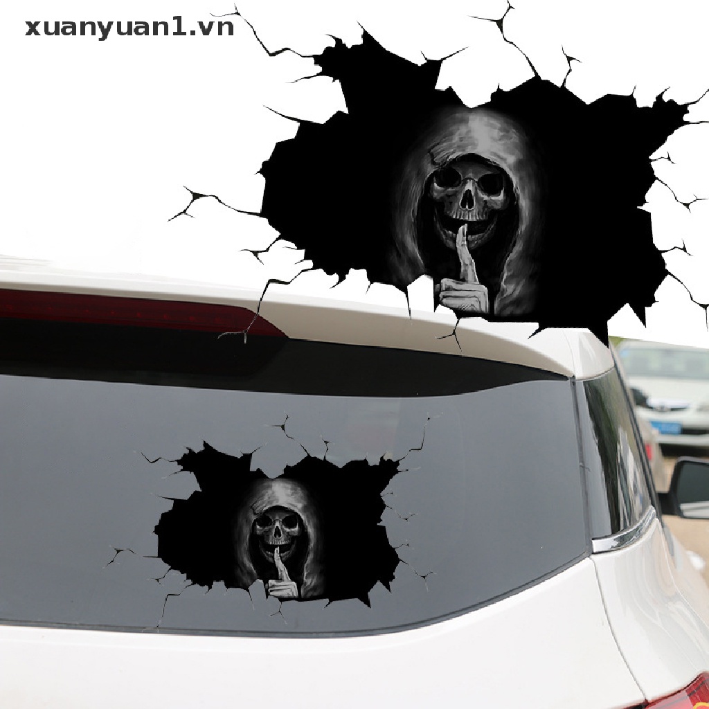 Miếng Dán Trang Trí Xe Hơi Hình Đầu Lâu Chống Thấm Nước Phong Cách Halloween