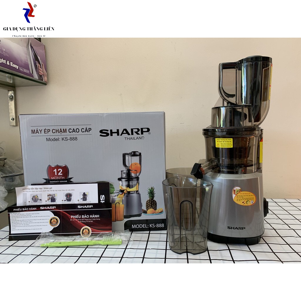 Máy ép chậm_Máy Ép Trái cây SHARP KS 888 Công suất lớn ép siêu kiệt bã - dễ tháo lắp, vệ sinh BH chính hãng 12 Tháng