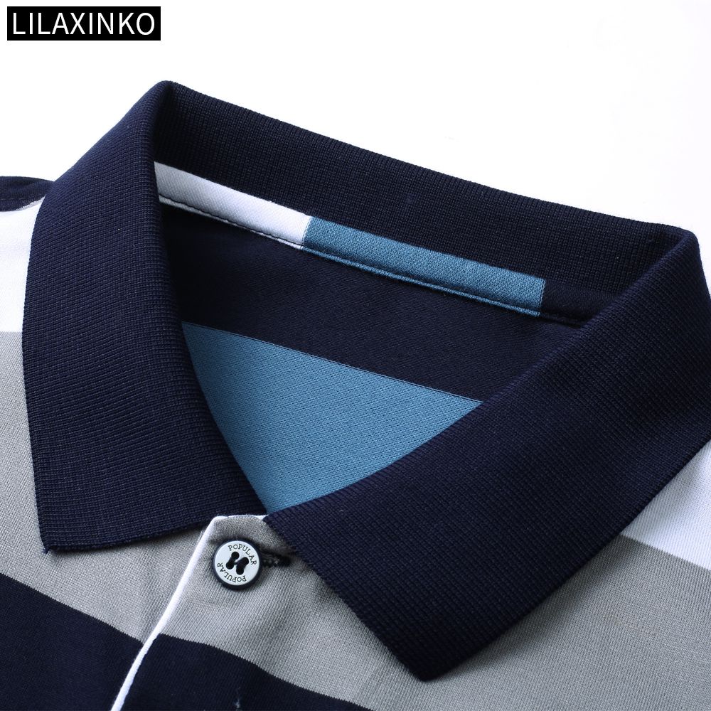 Áo Thun Polo Cotton Tay Dài Kẻ Sọc 3 Màu Thời Trang Thu Đông Cho Nam