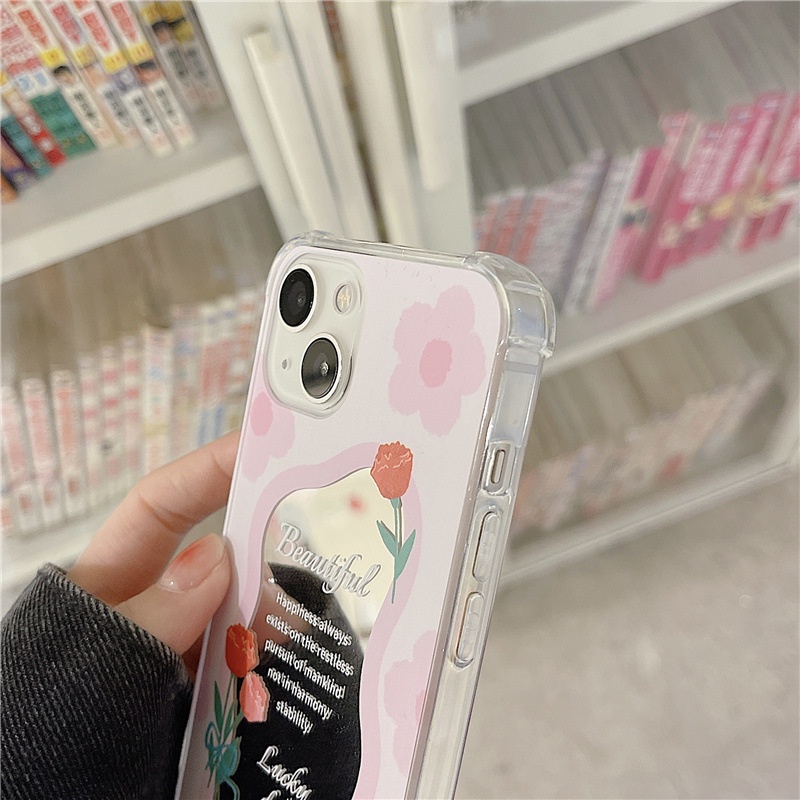 Ốp lưng iphone Ốp Điện Thoại Gắn Gương Màu Hồng Cho iPhone 6/6splus/7/7plus/8/8plus/x/xr/xs/11/14pro/13/pro/max/plus/promax 13 Dinuo case