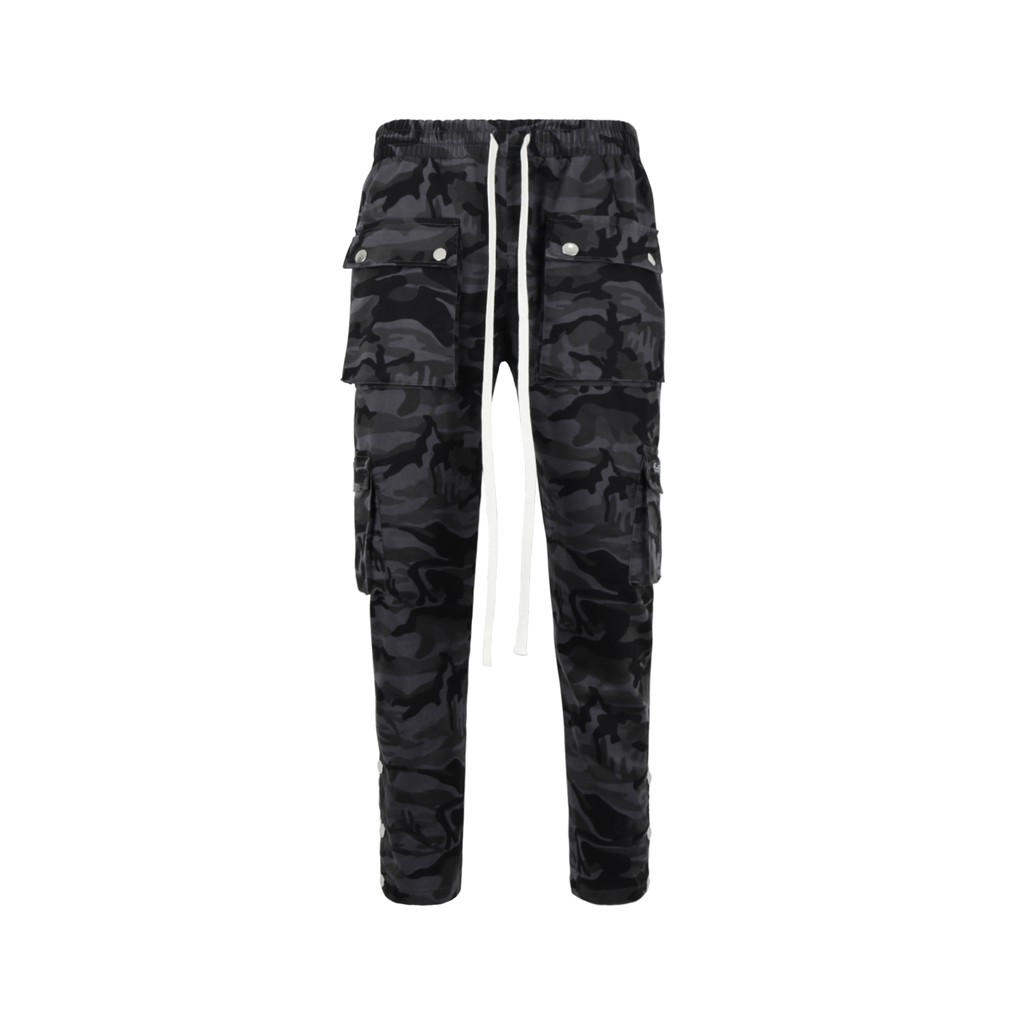 Quần Cargo 3Hundred Có Nút Bấm Túi Hộp Năng Động Chất Liệu Khaki Màu Xám Camo