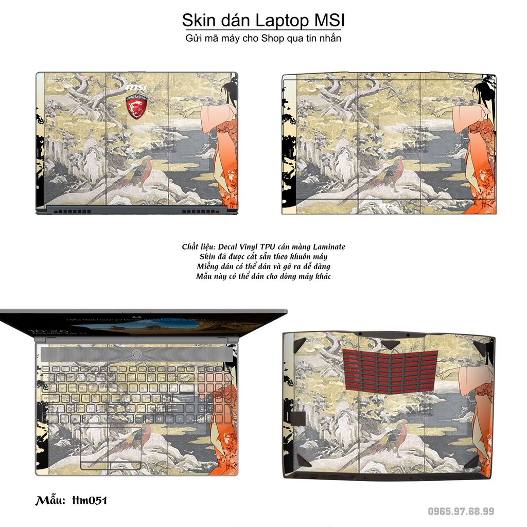 Skin dán Laptop MSI in hình Tranh thủy mặc _nhiều mẫu 2 (inbox mã máy cho Shop)