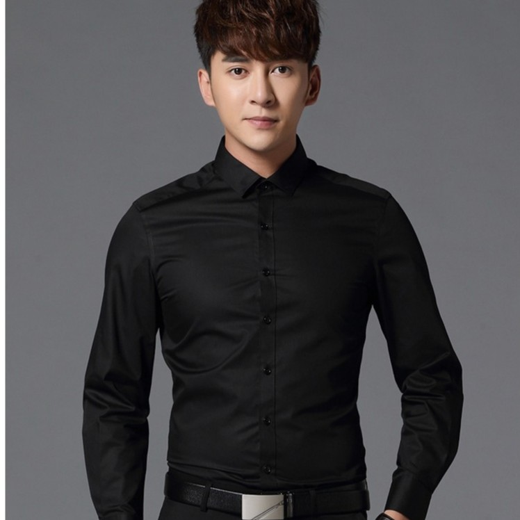 Áo sơ mi nam dài tay TRẮNG CÚC ĐEN kiểu dáng Hàn Quốc , vải lụa thái mềm mịn , chống nhăn , chống xù cao cấp | BigBuy360 - bigbuy360.vn