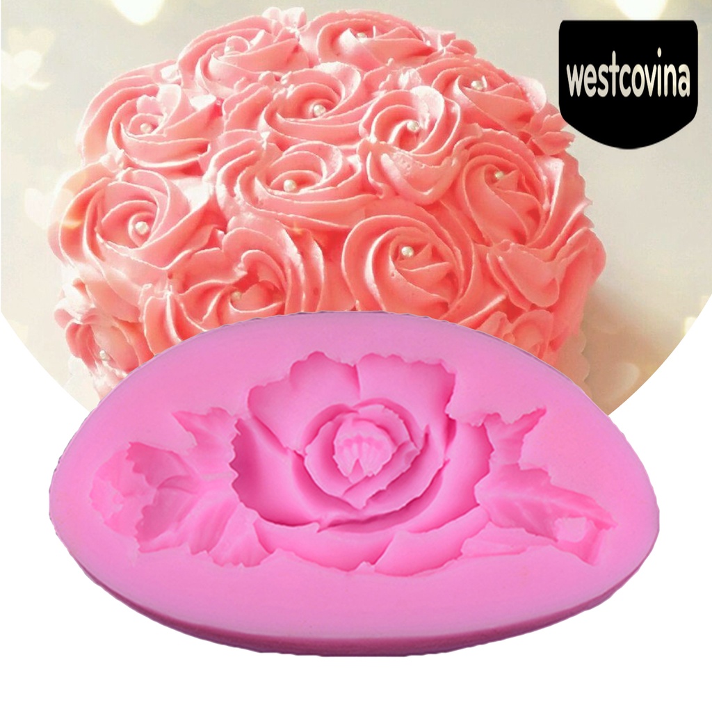[Hot]☀ Khuôn Silicone Nhấn Bánh Hình Hoa Hồng Nhiều Màu