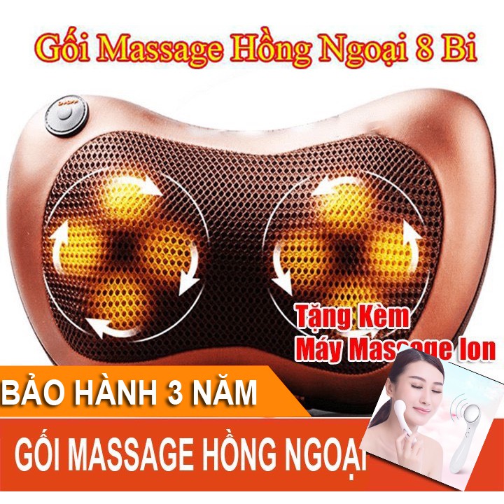 Gối mát xa 8 bi hồng ngoại massage cao cấp Hàn Quốc Sưởi nóng bằng tia hồng ngoại 💥SIÊU HOT💥