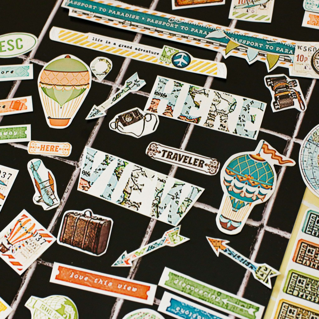 Sticker Simple Vintage Traveler - Sticker trang trí sổ tay, scrapbook, nguyên liệu handmade