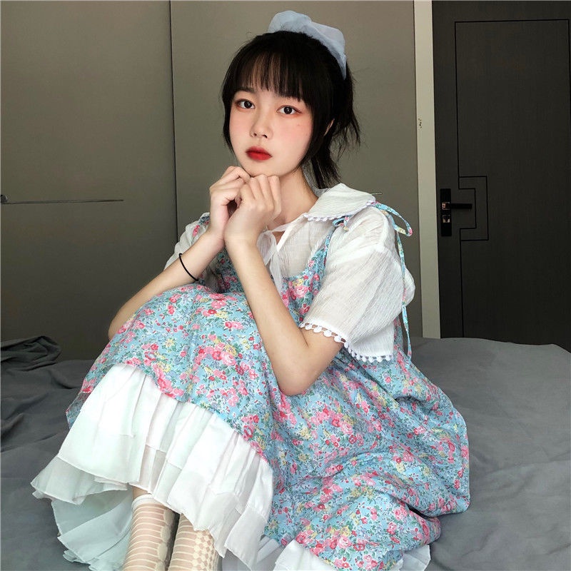 Đầm Hai Dây Dáng Dài In Hoa Phong Cách Retro Dễ Thương Thời Trang Mùa Hè Cho Nữ