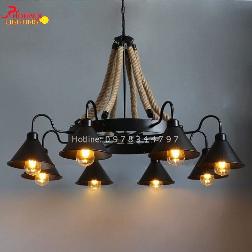 Đèn thả trang trí decor chùm dây thừng kiểu dáng Vintage PH07
