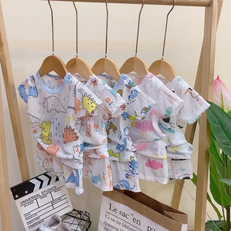 Bộ cotton giấy cài vai cho bé từ 5-15kg