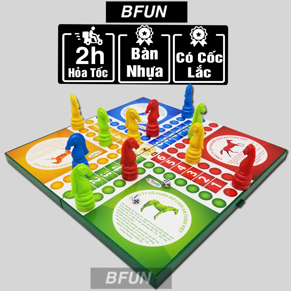 Cờ CÁ NGỰA SATO Bàn Nhựa Cao Cấp SIZE ĐẠI / TRUNG / VỪA - Cờ Đua Ngựa Kèm 4 XÚC XẮC, Board game Đồ Chơi Cho Bé BFUN