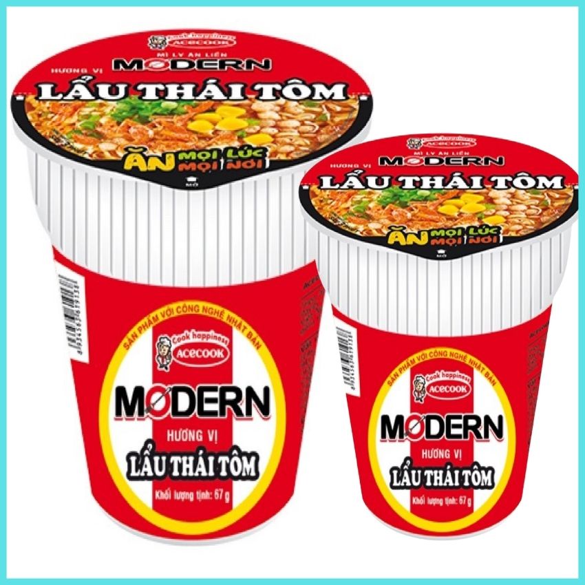 Mì Modern 3 hương vị lẩu thái tôm, Bò hầm, Thịt xào thùng 24 ly 67g-Bách hóa.HK24