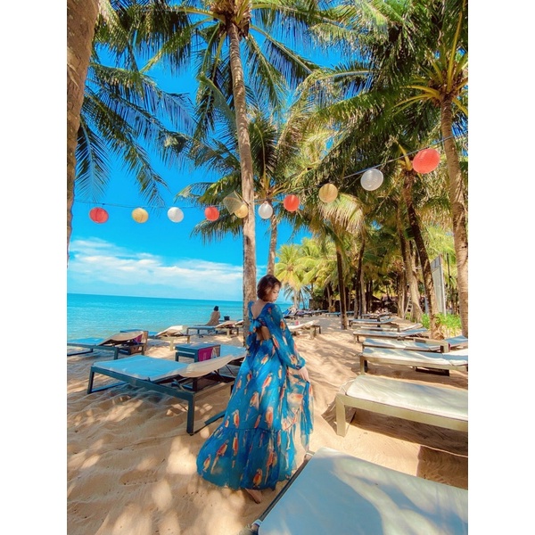 Đầm, maxi đi biển, dã ngoại Cổ V Sẻ Tà Siêu Sang Oderi MS787 | BigBuy360 - bigbuy360.vn