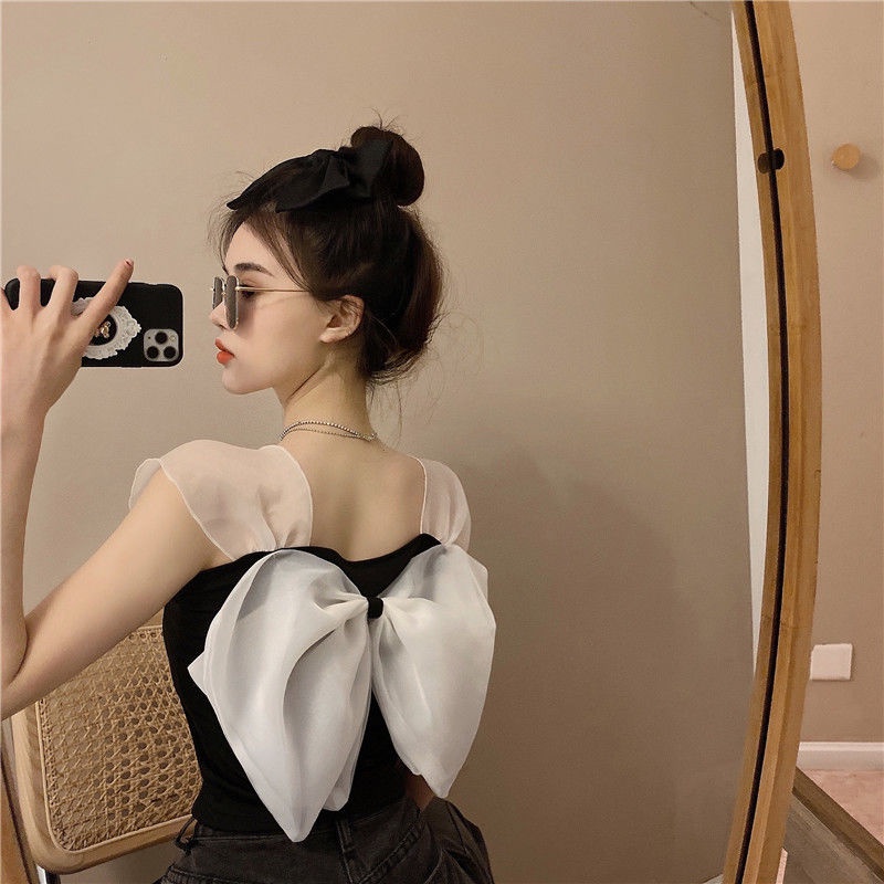 COZOK Áo Tank Top Không Tay Đính Nơ Lớn