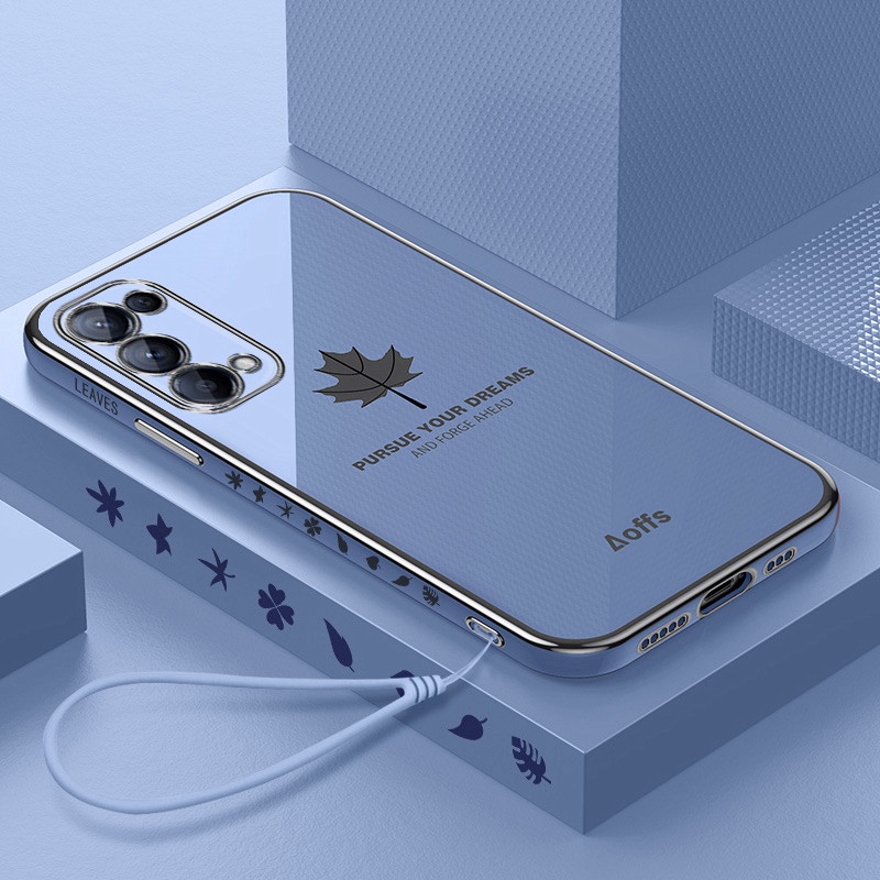 ốp lưng điện thoại mạ sang trọng tương thích với Cho OPPO A95 A92 A93 A74 A54 A53 A16 A15 A15S A12 A12E  A9 A9 2020 A5 2020 A5S A3S F11 Vỏ silicon mềm TPU có dây buộc case