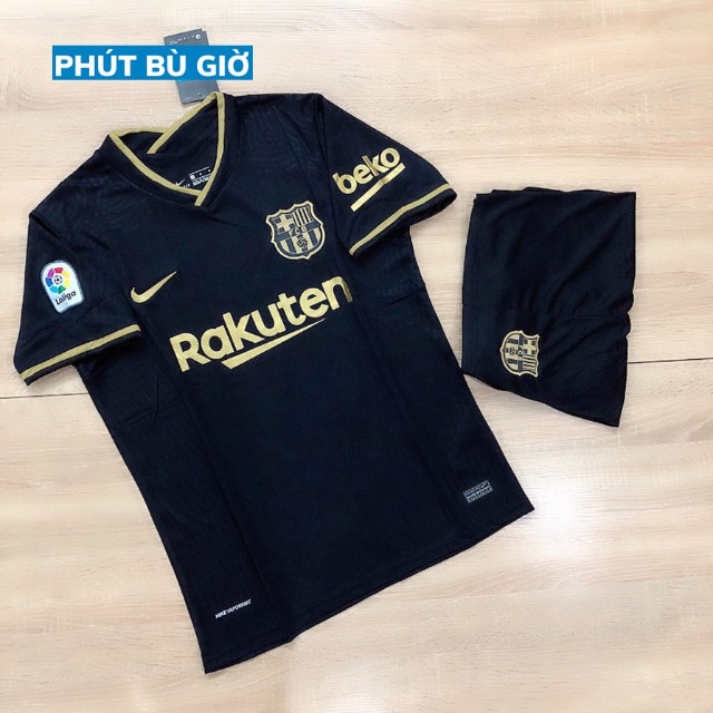 Áo Bóng Đá Thể Thao Đá Banh CLB BARCELONA, BARCA, ĐEN Chất Polyester Hàng Thailand Thi Đấu Phút Bù Giờ Sport