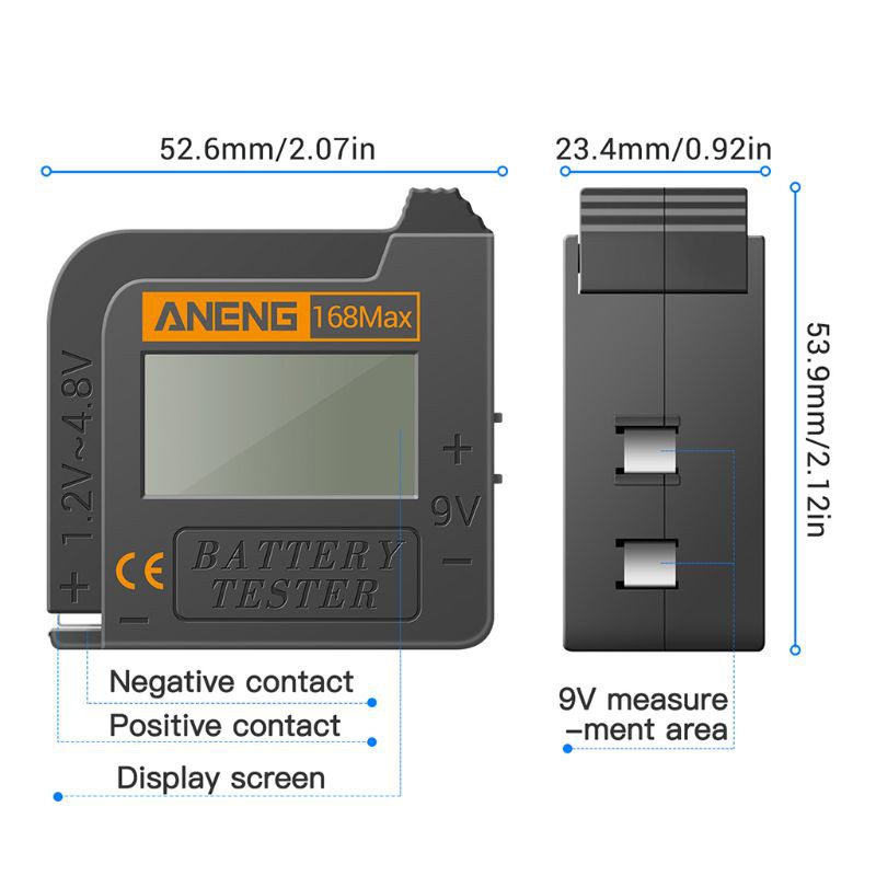 cozy* 168Max Universal Digital Battery Capacity Tester for Lithium 18650 AA 9V Button